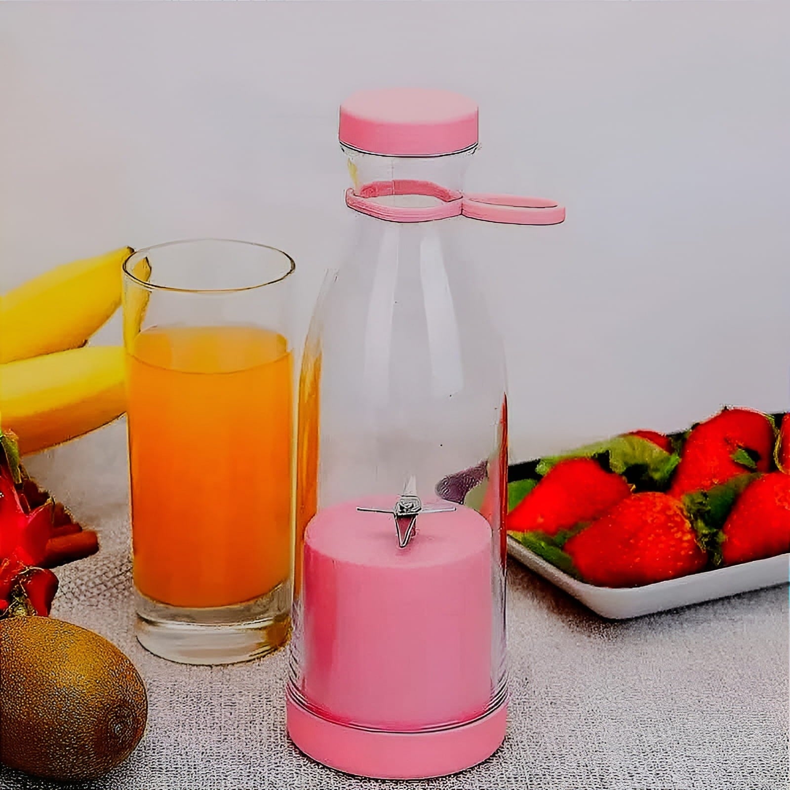 USB Rechargeable Portable 6-Blade Mini Bottle Juicer – Powerful Personal Smoothie & Fruit Blender for Travel, Gym & Home (Random Color) - Bazora