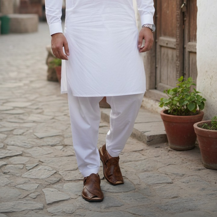 Bazora Peshawari Zalmi HP Shape Chappal with original leather sole, showcasing traditional craftsmanship and detailed design.