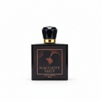 Bazora Naughty Mist unisex perfume spray bottle, 100ml, showcasing sleek packaging and fragrance spray nozzle.